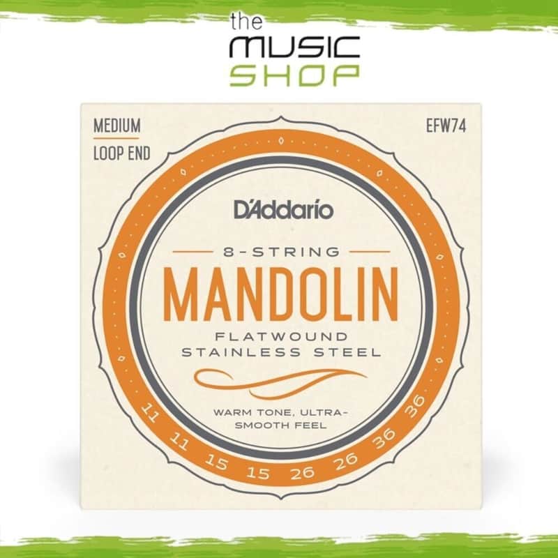 D'Addario 11-36 Medium Flatwound 8 String Mandolin Strings - EFW74 (Flat Wound) image 1