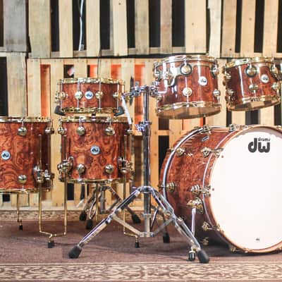 DW Collector's Waterfall Bubinga over Mahogany Spruce Drum Set - 22,10,12,14,16,14sn - SO#1255629 image 1