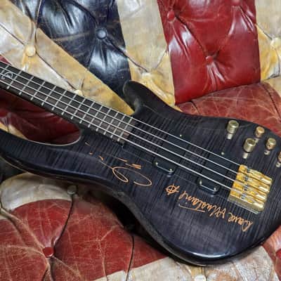 Dean DAVE MUSTAINE owned MEGADETH Studio Jazz Professional Bass Artist Signed - Wrote bass parts for Dystopia and Super Collider albums AAA Flame image 11