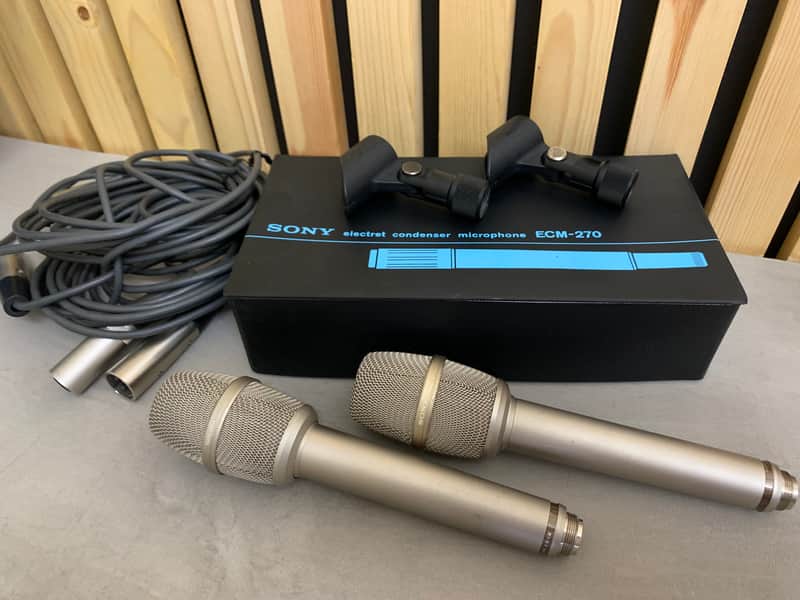 Vintage Sony Electret Condenser Microphones - ECM-270 Pair image 1