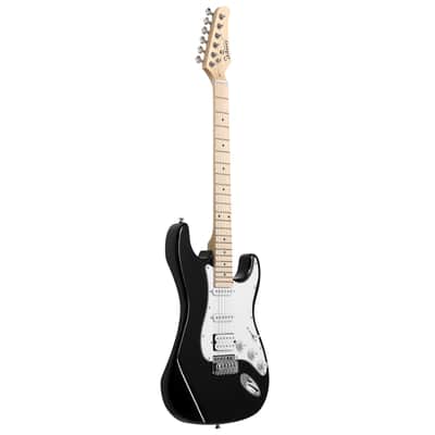 Glarry GST Stylish H-S-S Pickup Electric Guitar Kit with 20W AMP Bag Guitar Strap 2020s - Black image 16