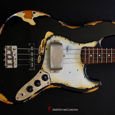 Fender Standard Jazz Bass 60s Pickups Black Aged Relic image 7
