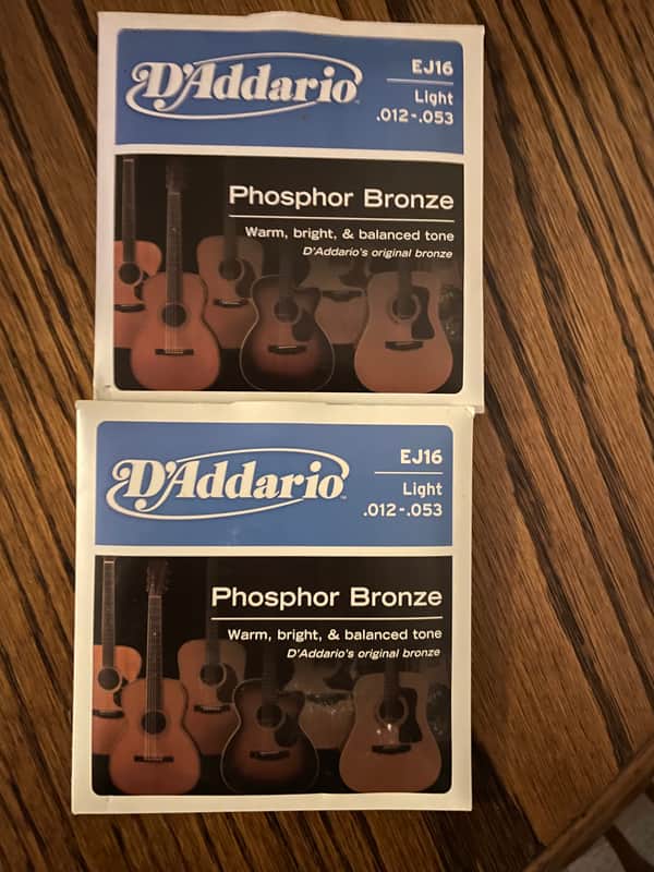 2-pack of D'Addario EJ16 Phosphor Bronze Light Acoustic Guitar Strings, 12-53 2000 - 2020 - Bronze image 1