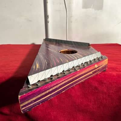 Artur Dantas & João Moreira Citara Mini Harpa | Vintage 15-String Lap Harp 1970s - Striped Maroon - With Sheet Music image 3