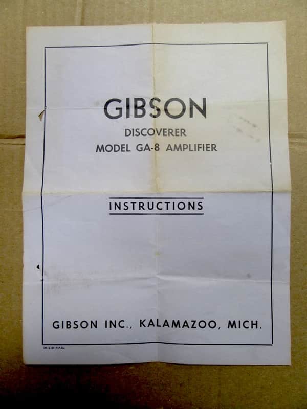 Gibson Discoverer Model GA-8 Amplifier Instruction Sheet 1950's image 1