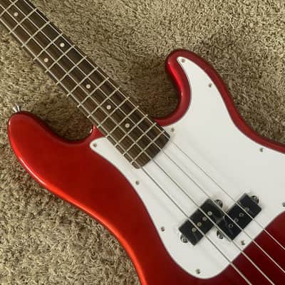 Red SX 4 String Precision Bass Style, Basswood Body with Maple Neck, Rosewood Fingerboard image 3
