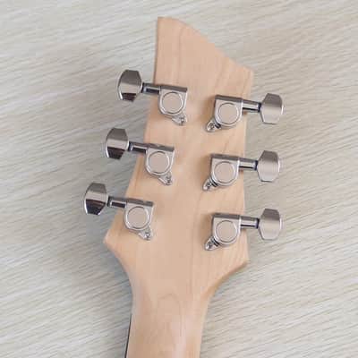 Burlwood Top Custom Finish Guitar, HH Pickups, Basswood Body with Maple Neck image 6