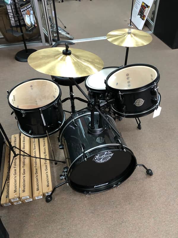 Ludwig LC178X016 Pocket Kit Drum Set with Cymbals and Throne - Black Sparkle image 1
