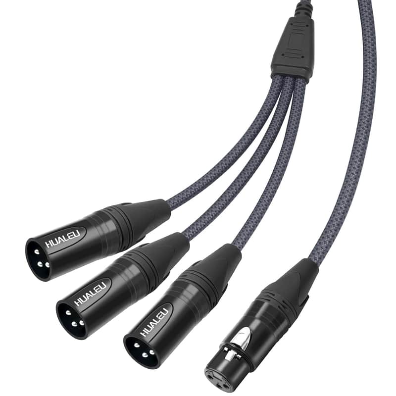 5Ft Xlr 1 Female To 3 Male Y Splitter Cable,3 Way Xlr Splitter Balance 1 Female To 3 Male Audio Cable For Mixer Microphone-One Microphone Connects 3 Interfaces 1 Pack image 1