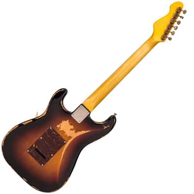 Vintage Vintage V6H ICON HSS Electric Guitar ~ Ultra-Gloss Distressed Sunset Sunburst  V6HMRSSB image 2