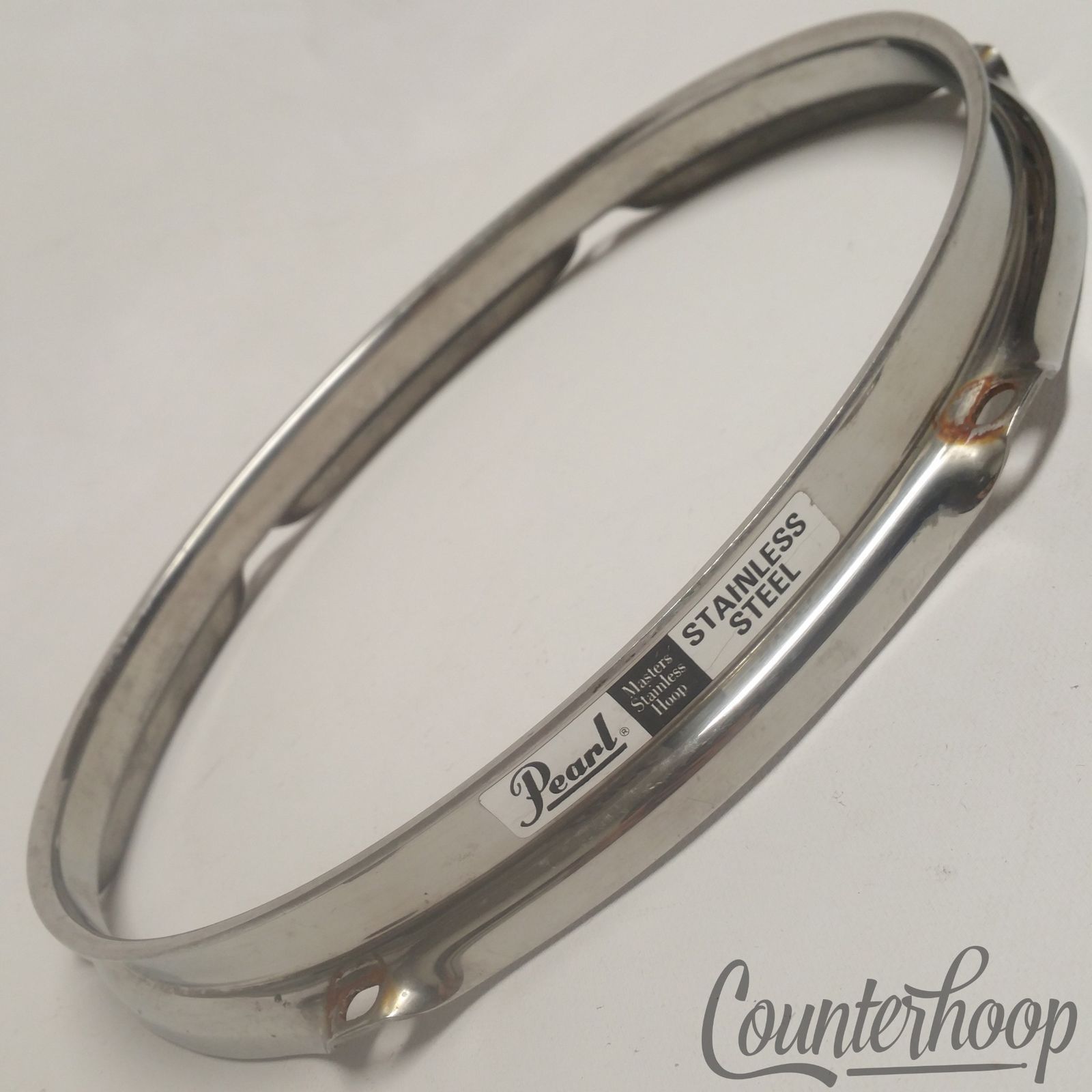 Pearl 10" Stainless Steel Tom Drum Hoop Vintage 90s Rare Batter/Resonant Rim — main photograph