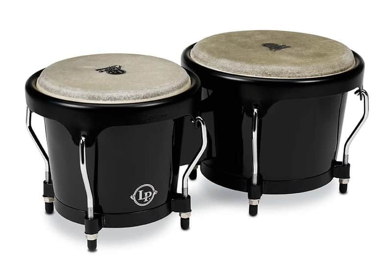 Latin Percussion LP Aspire LPA601F-BK Bongo Set Fiberglass Black with Black Hardware image 1