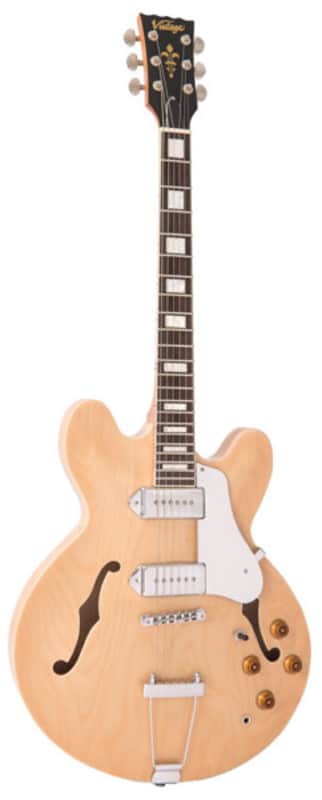 Vintage VSA500PM Semi-Acoustic Natural Maple image 1