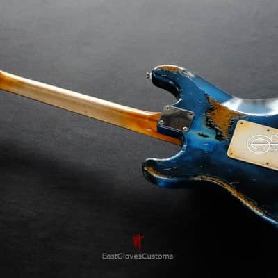 Fender Stratocaster Midnight Blue Pelham Dark Blue Heavy Relic Aged by East Gloves Customs image 9