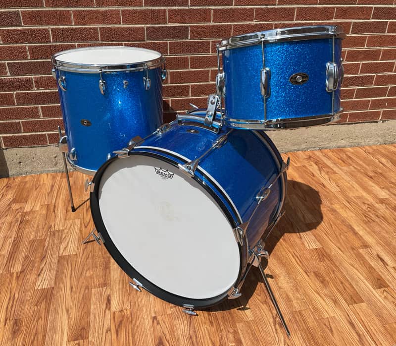 1960s Slingerland Stage Band Drum Set Blue Sparkle Rewrap 20/12/16 image 1