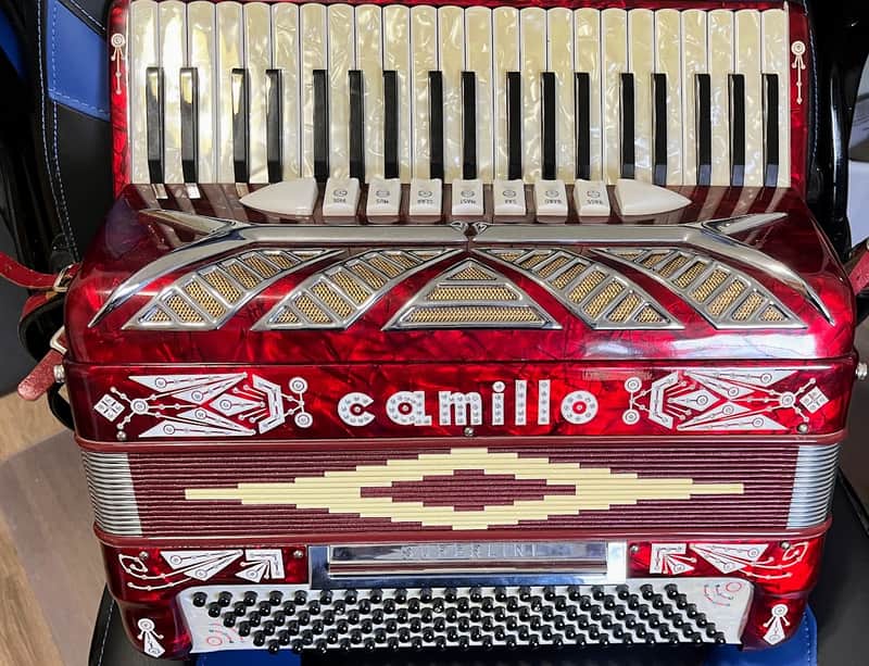 CAMILLO 120 BASS ACCORDION - RED PEARL image 1
