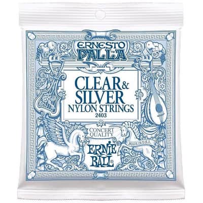 Ernie Ball 2403 Ernesto Palla Clear & Silver Nylon Classical Guitar Strings, .028 - .042