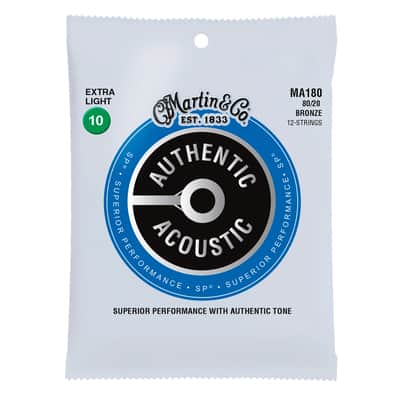 MA180 AUTHENTIC SP 80/20 Bronze Extra Light 12 cordes 10/47 Martin Strings image 1