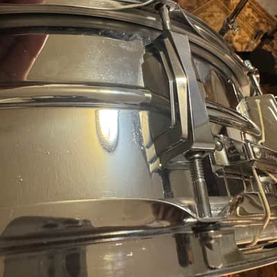Ludwig No. 400 Supraphonic 5x14" 10-Lug Aluminum Snare Drum with Pointed Blue/Olive Badge 1969 - 1979 Chrome-Plated image 23