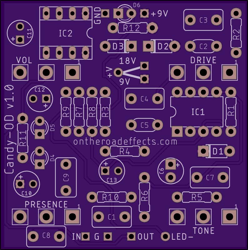 Candy-OD PCB - Build your own Crunchbox Overdrive Distortion Pedal! image 1