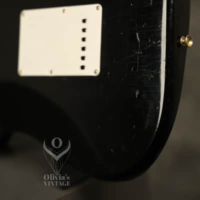 1960 Fender LEFT-HANDED Stratocaster factory assembled with '57 neck Custom Color BLACK with GOLD hardware!!! image 9