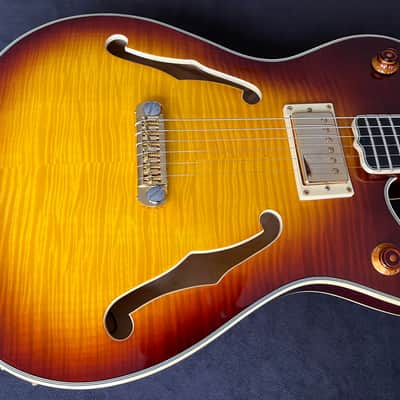 DYNAMIC METROPOLITAIN JAZZ II - Fully Hollow ES Thinline Vintage Sunburst Flametop Guitar by PT Berger image 2
