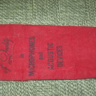 vintage Shure microphone pouch 1960s / 1970s - Outer areas: red thin velvet with black graphic / Inner areas: tan thin canvas (11 & 1/8" x 3") image 6