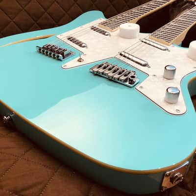 Eastwood SURFCASTER 12/6 Bound Tone-Chambered Mahogany Body Double Neck Electric Guitar w/Hard Case image 10
