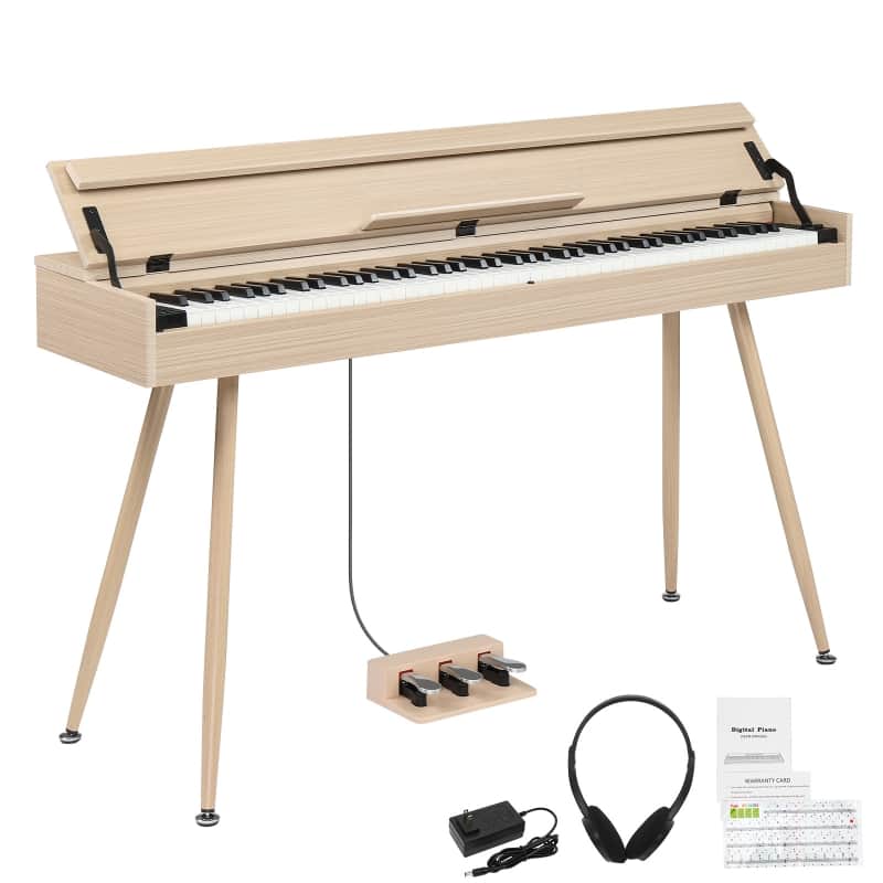 Glarry 88-Key Home Fully Weighted Hammer-action Keybed Digital Piano - Burlywood image 1
