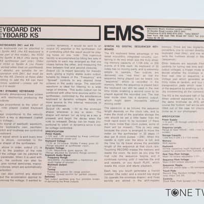 EMS DK1 KS Keyboards Spec Sheet Data Ad Synthi VCS3 Putney VINTAGE SYNTH DEALER image 2