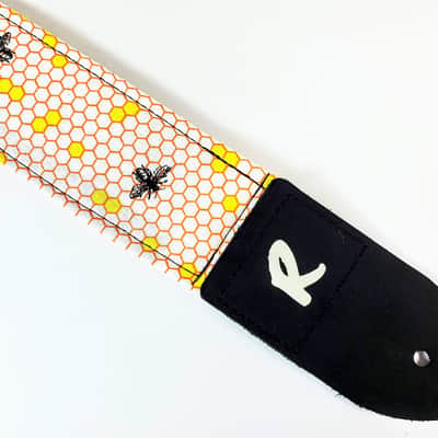 Honey Bee Guitar Strap - Bee Honey Comb Guitar Strap - Bee Guitar Strap -Double Padded for Comfort image 1