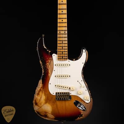 2024 - Fender Custom Shop Limited Edition Red Hot Stratocaster Super Heavy Relic - Faded Aged Chocolate 3-Tone Sunburst image 3