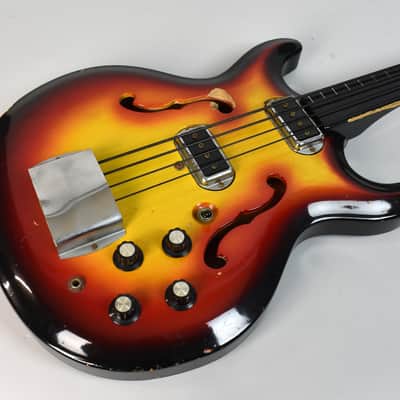 1960's Hohner Bartell Original Vintage Semi-Hollow Fretless Electric Bass Guitar image 3