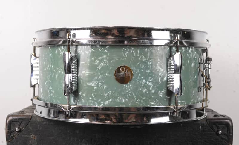 1970s Beverley 5x14 Emerald Green Pearl Snare Drum image 1