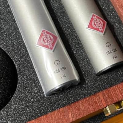 Neumann KM 184 Small Diaphragm Cardioid Condenser Microphone Matched Stereo Pair 1993 - Present - Nickel image 2