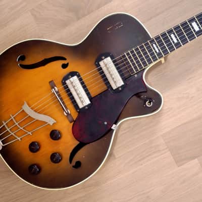 1957 Harmony H62 Vintage Archtop Electric Guitar Sunburst w/ Gibson P-13 Pickups, Case image 1