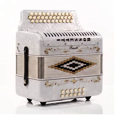 Rossetti 3112-FBE-WH Key of FBE 3 Row, 31 Treble, 12 Bass Diatonic Button Accordion w/Hard Case & Shoulder Straps image 2