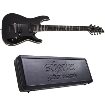 Schecter C-7 Blackjack Gloss Black 7-String Electric Guitar + Hard Case - NEW image 1