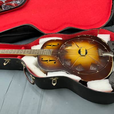 National Triolian Resonator Tenor-Steel Body-Brass Top 1930's - Walnut Burst #SR-814 image 8