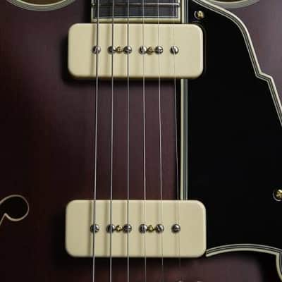 D'Angelico Deluxe Dc Mini Double Cutaway w/ stop-bar tailpiece Satin Trans Wine image 2