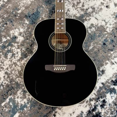 Ibanez AJ7012M1E-BK Artwood 12-String Acoustic-Electric Guitar, Black, Cosmetic Damage [USED-GOOD] image 2