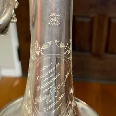 EXTREMELY RARE VINTAGE SILVER PLATED HARRY B JAY COLUMBIA CORNET/TRUMPET (SN 377). image 2