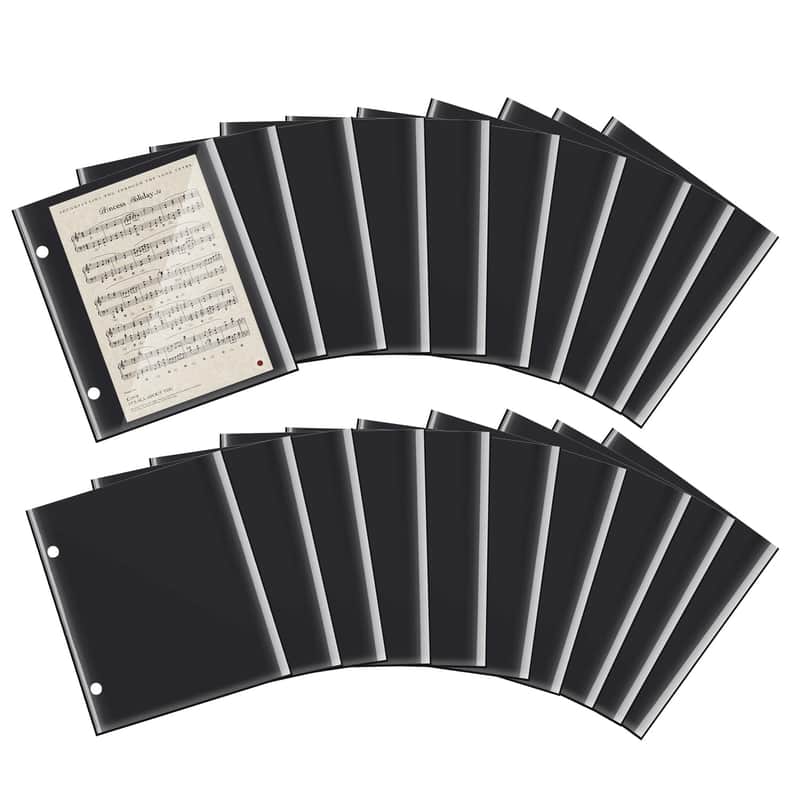 20 Pieces Flip Folder Pages 7.5 X 6.3'' Marching Band Musical Flip Folio Page With 2 Holes Pvc Waterproof Resist Tearing Window Pages For Holding Sheet Music Files (Double Available) image 1