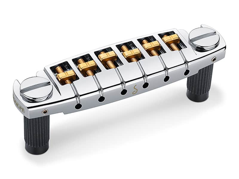 Schaller Germany Signum Wraparound Locking Guitar Bridge, CHROME w/Brass Saddles image 1