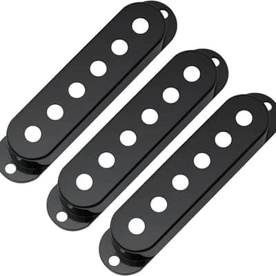 Pro Plastic Guitar Single Coil Pickup Covers for USA/Mexico Strat Fender Stratocaster Electric Guitar, Black (Set of 3 image 1