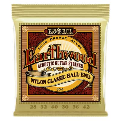 Earthwood Nylon Classic Ball End 80/20 Bronze Wound Folk String Set Clear Monofiliament Trebles Multifilament Core Basses image 1