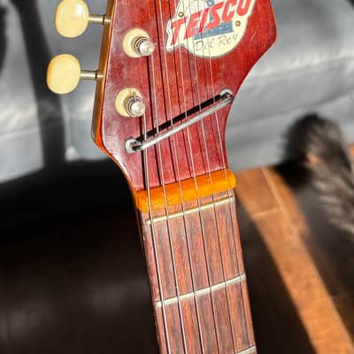 1960s Teisco Del Rey Tulip Vintage MIJ Electric Guitar Red Floral Pickguard image 4