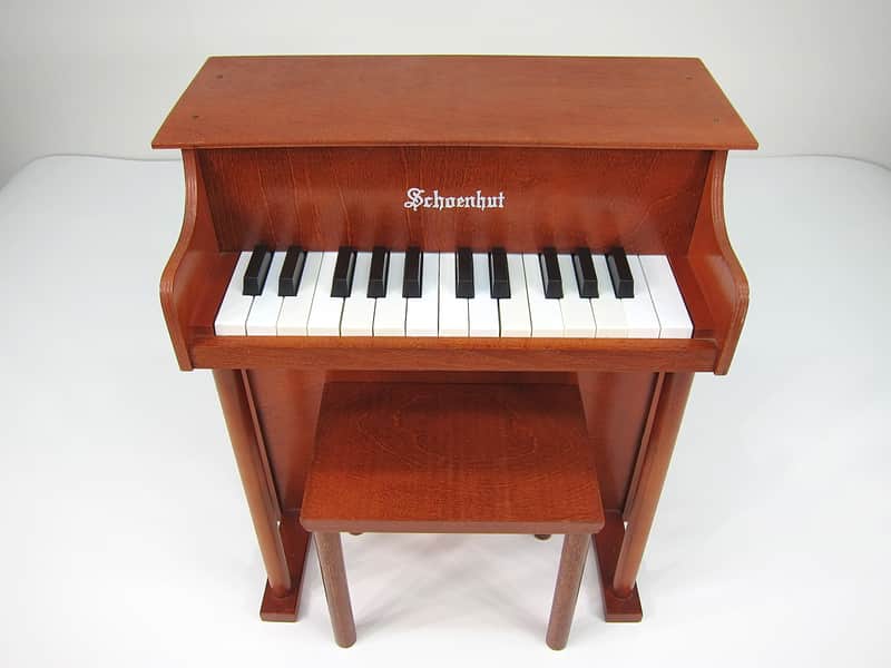 1960s Schoenhut Children's Toy Upright Piano Two Octave Near Mint Birch Cabinet & Matching Bench! image 1