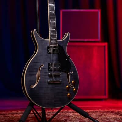 Washburn SH35TB Wing Series Semi Hollow Electric Guitar w/Gigbag, Trans Black image 9