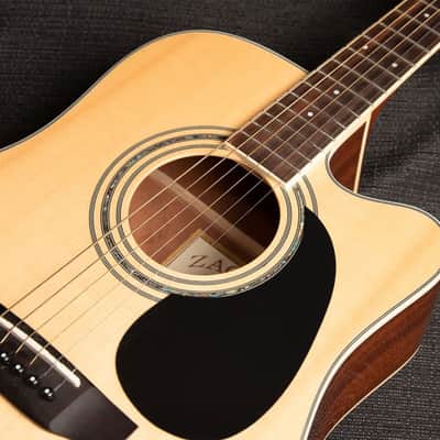 USED Zager ZAD-50CE Dreadnought Natural Acoustic Guitar 2013 w/ Zager Hard Case image 2